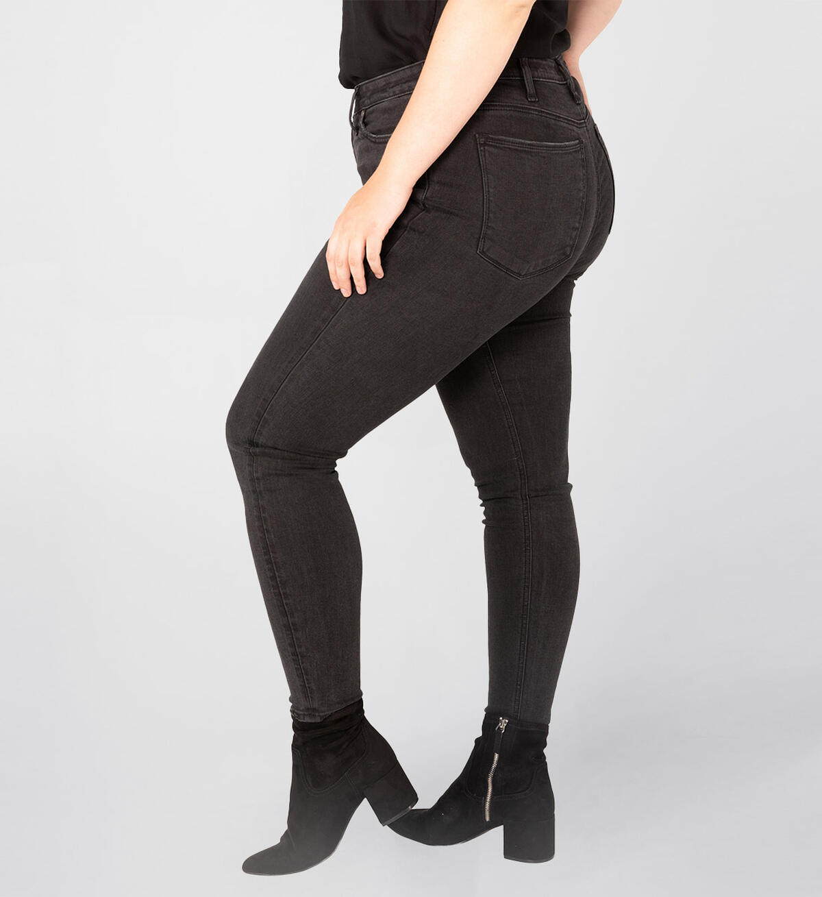 Buy High Note High Rise Skinny Jeans Plus Size for USD 41.00 Silver