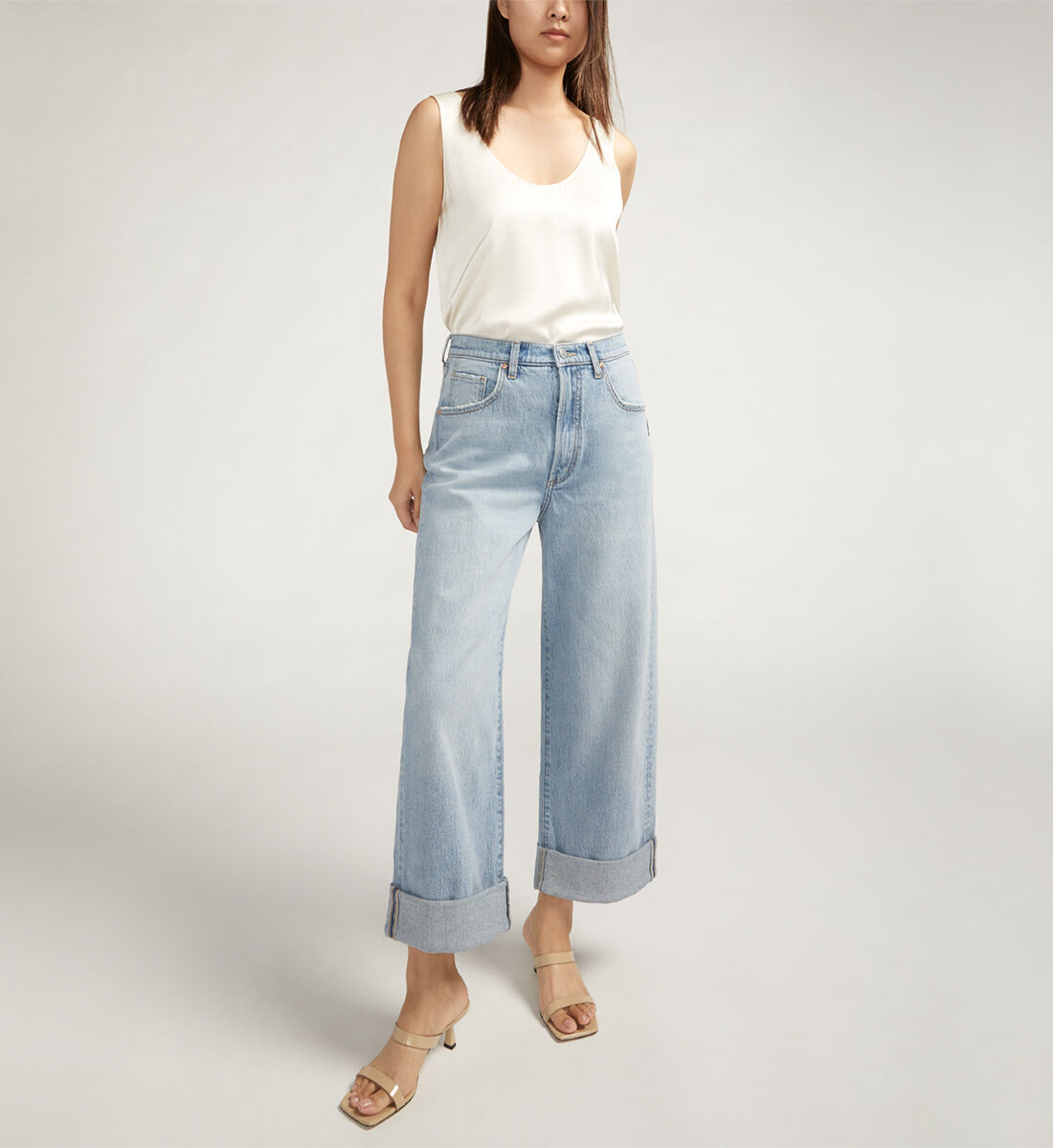 Wide leg ankle grazer jeans top