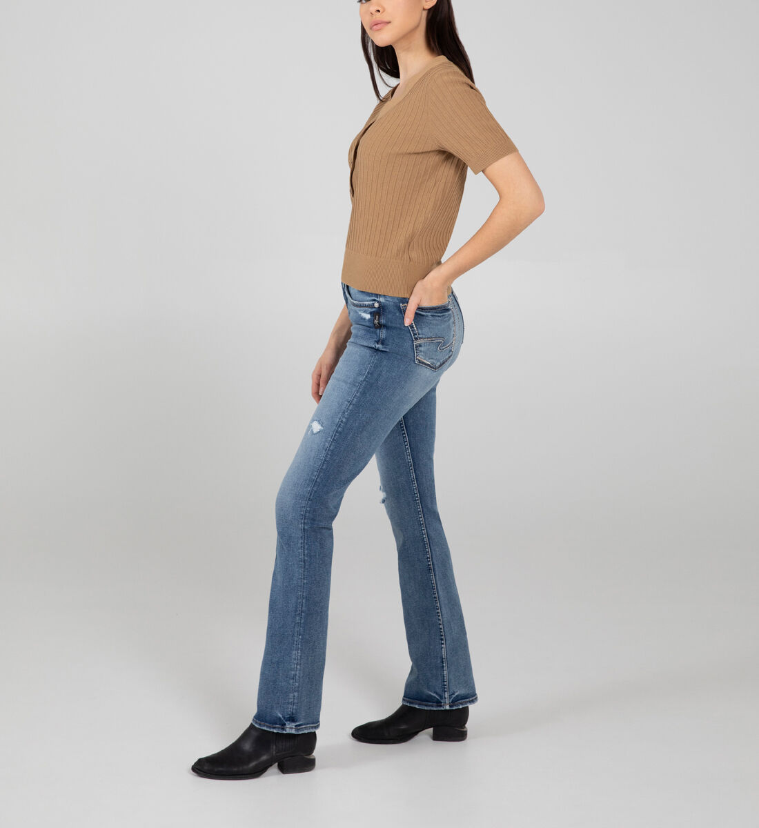 Avery High Rise Slim Bootcut Jeans Side