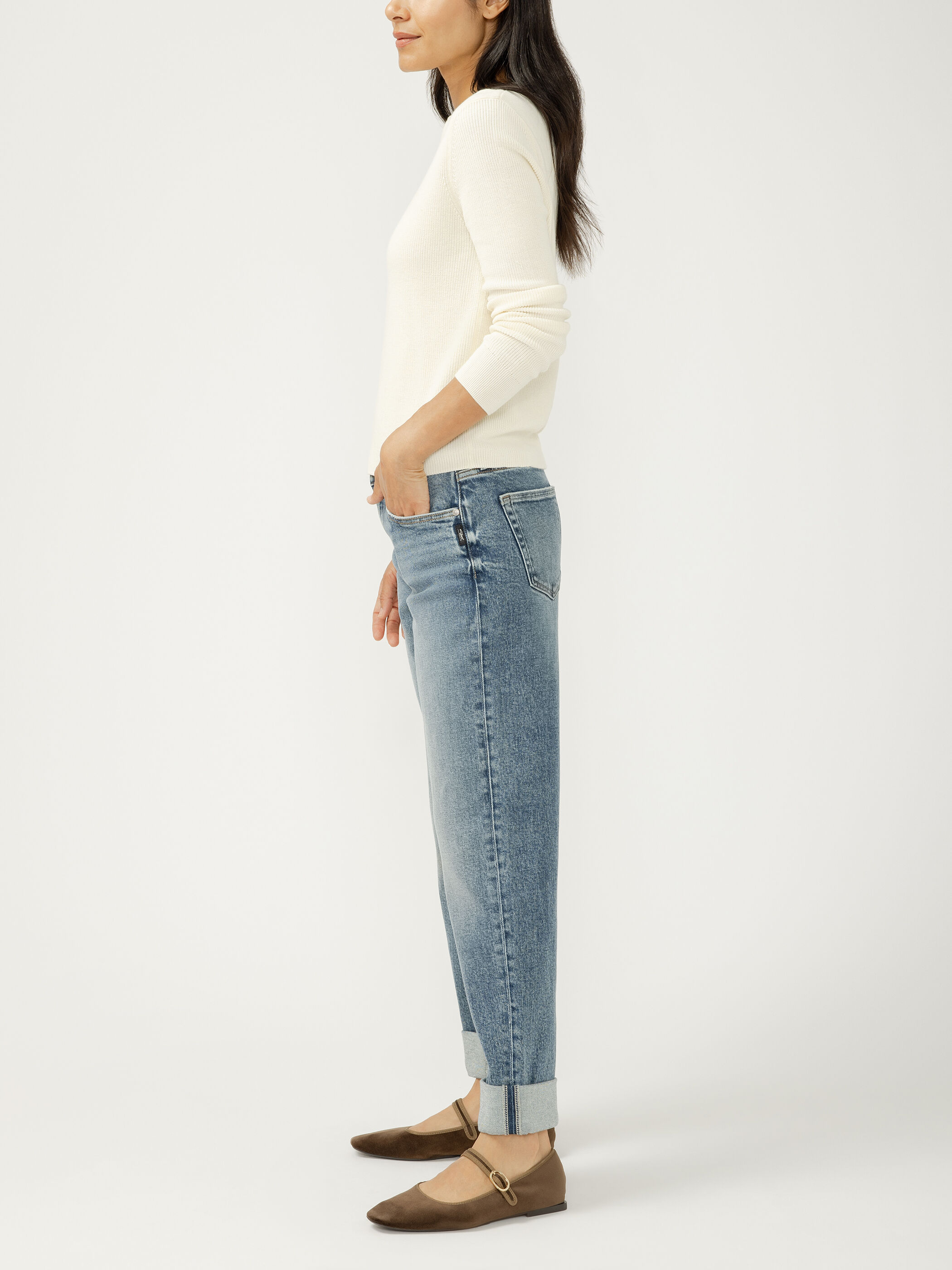 Buy Relaxed Mid Rise Straight Leg Ankle Jeans for USD 88.00
