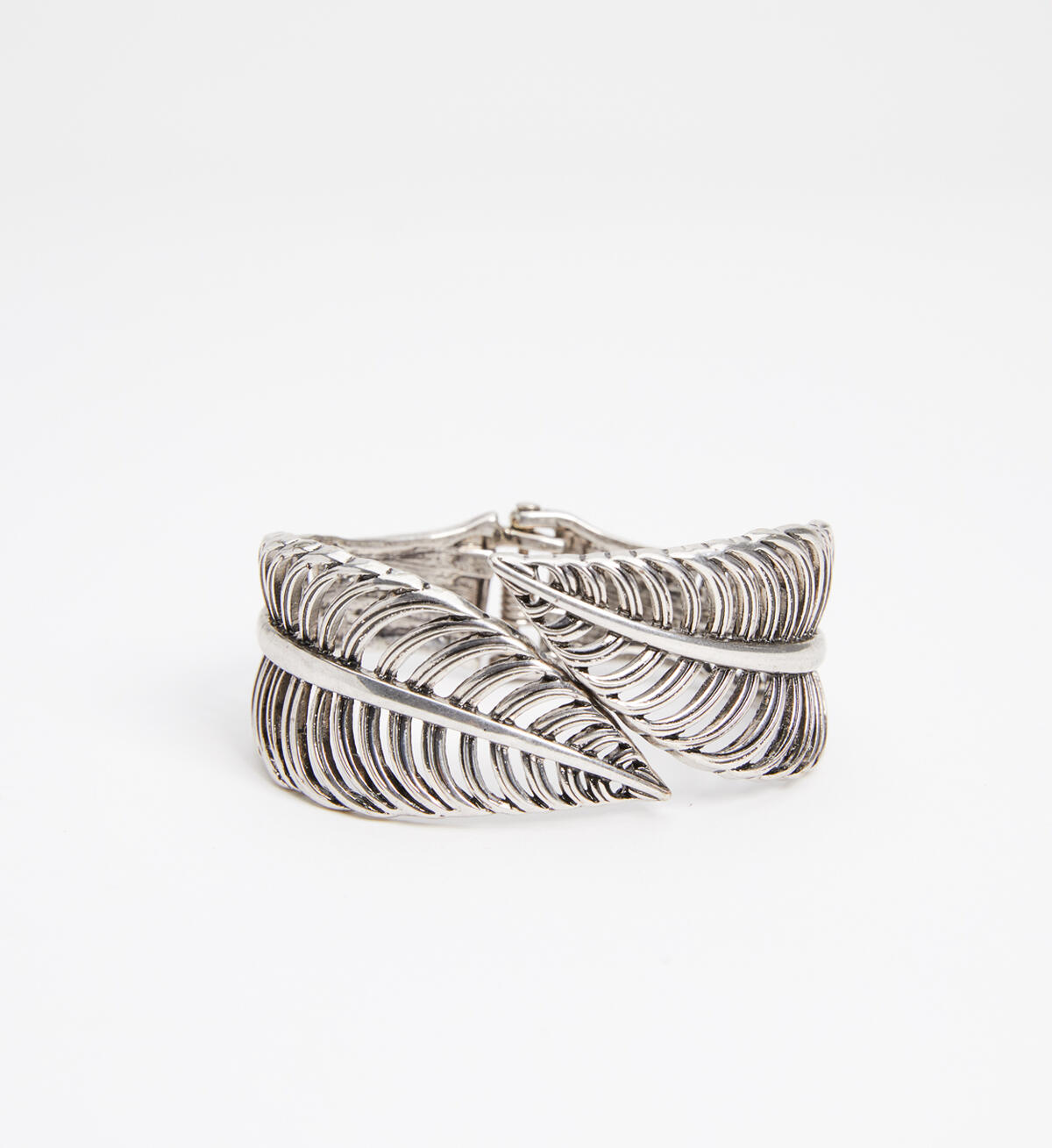 Silver-Tone Feather Cuff Bracelet, , hi-res image number 0