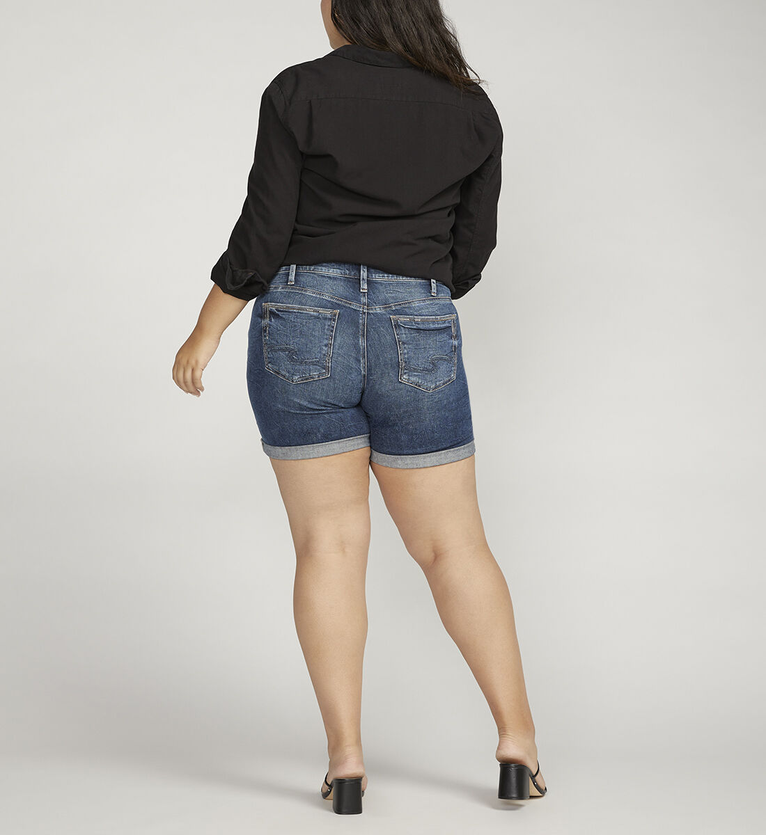 Buy Boyfriend Mid Rise Short Plus Size for USD 50.00 Silver