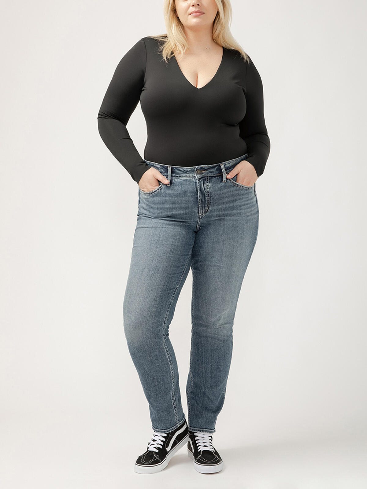 Suki Mid Rise Straight Leg Luxe Stretch Jeans Plus Size, , hi-res image number 0