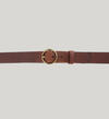 Women's Heavyweight Genuine Leather Belt with Circle Center Bar Buckle, Brown, hi-res image number 2