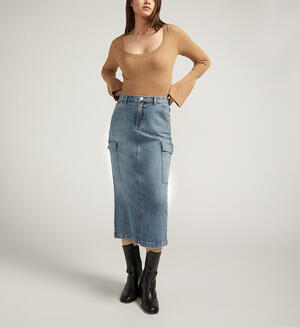 Cargo High Rise Jean Skirt