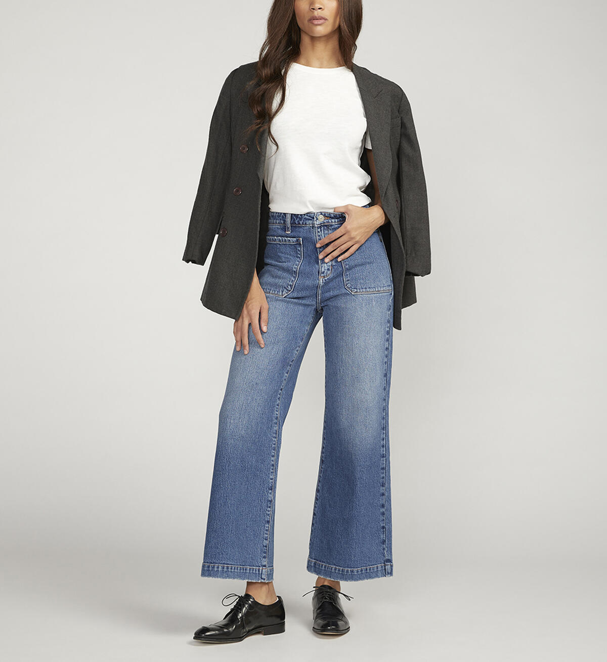 Vintage Patch Pocket Wide Leg High Rise Jeans, , hi-res image number 0
