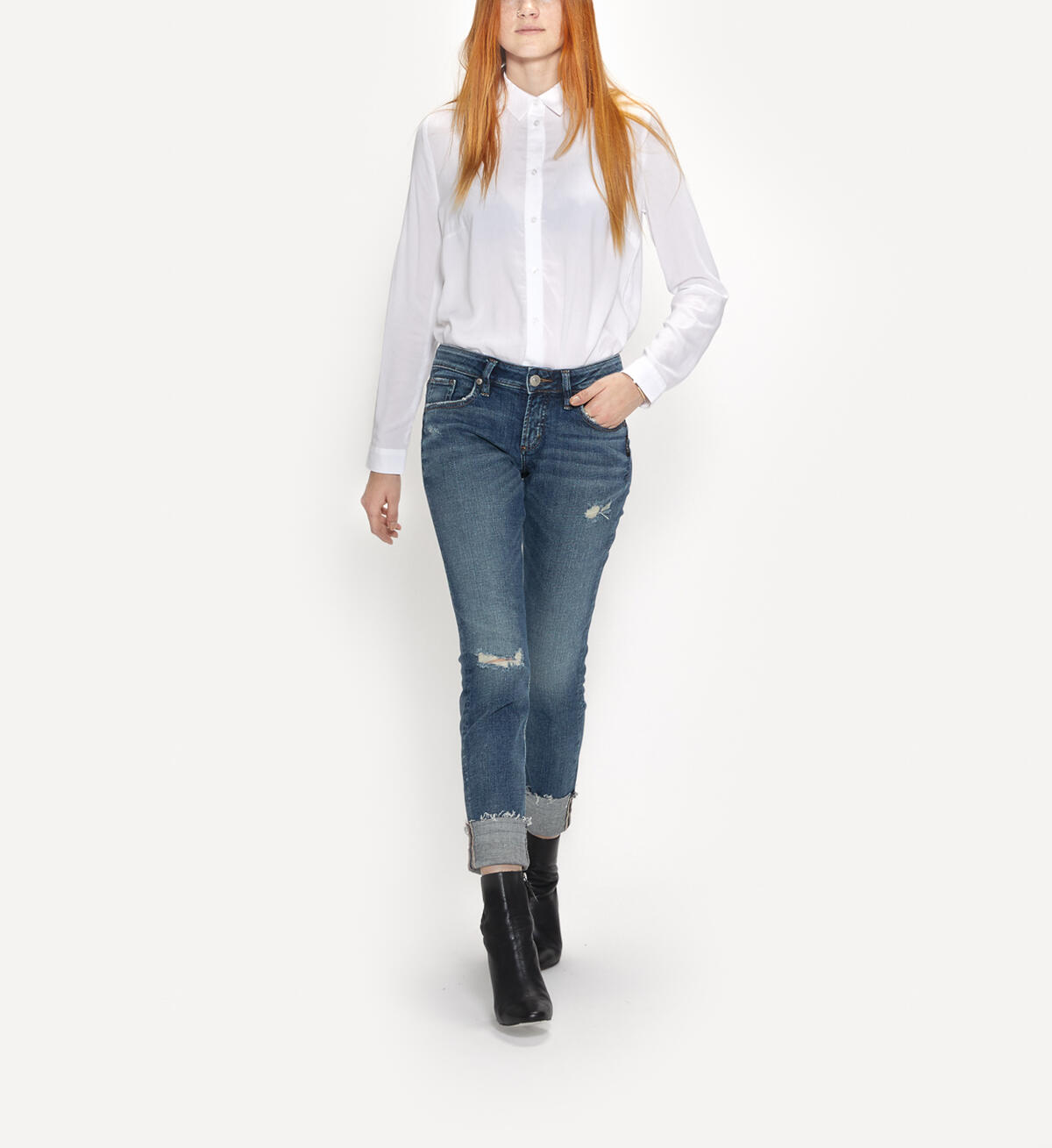 Boyfriend Slim Mid Dark Wash, , hi-res image number 0