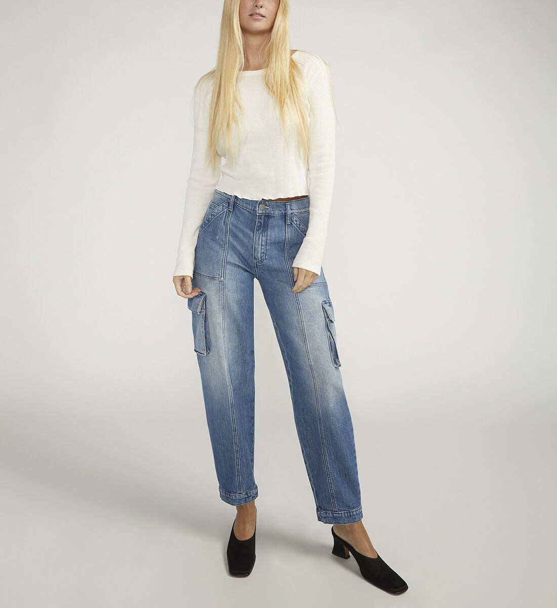 Buy Denim High Rise Cargo Pants for USD 84.00 Silver Jeans US New