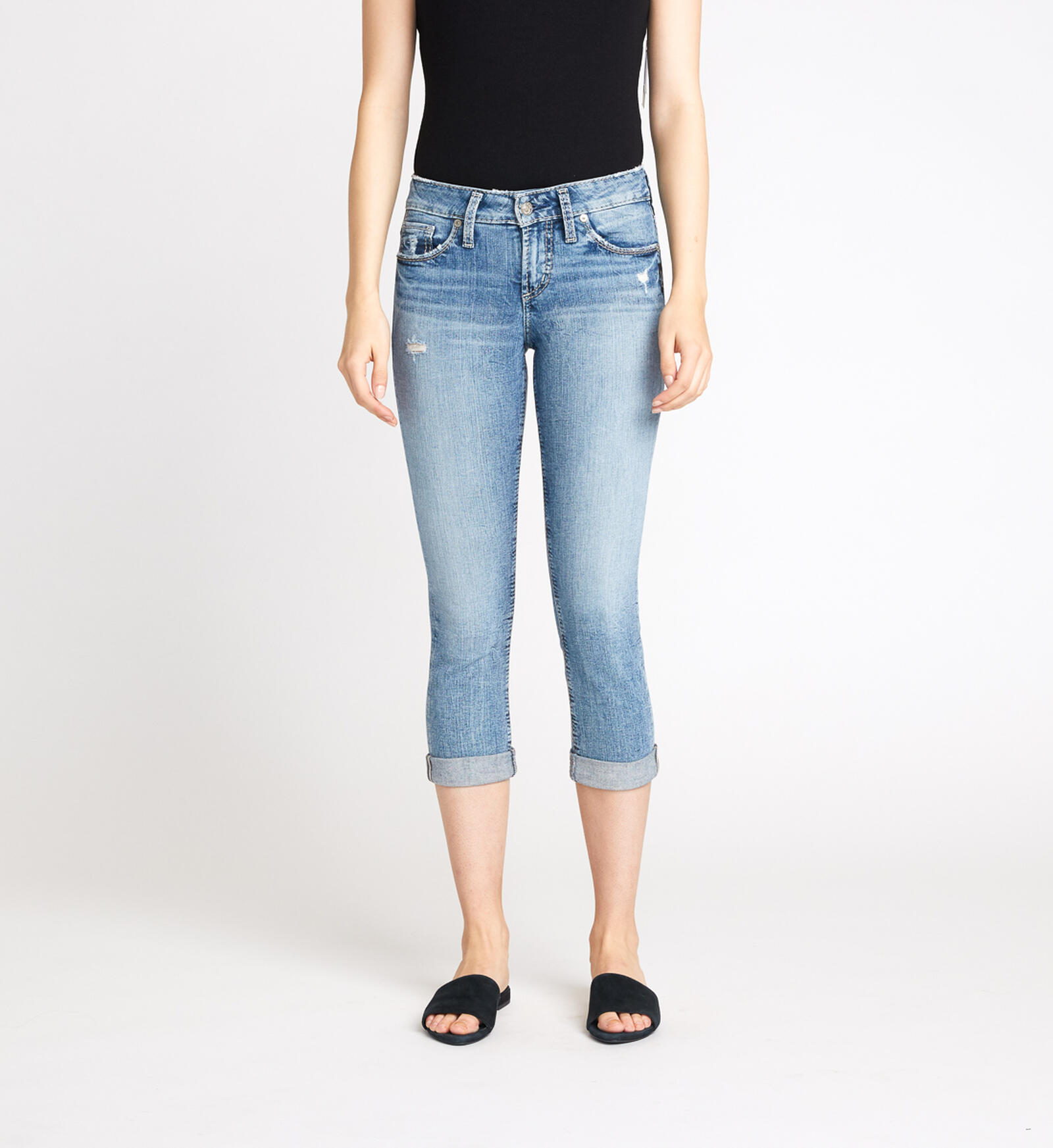 Buy Suki Mid Rise Capri for USD 37.00 | Silver Jeans US New
