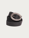 Women's Genuine Leather Belt with Textured Oval Buckle, , hi-res image number 0