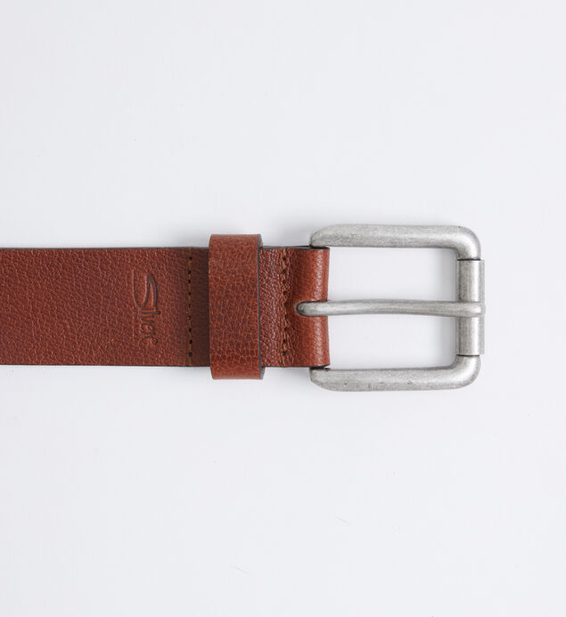 Pebbled Brown Leather Mens Belt