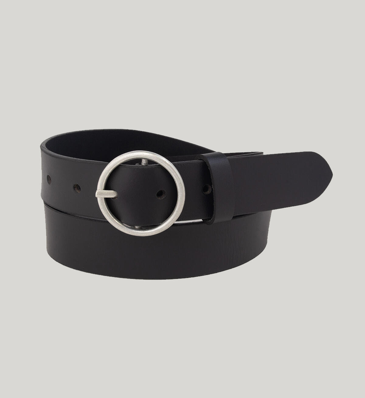 Women's Heavyweight Genuine Leather Belt with Circle Center Bar Buckle, , hi-res image number 0