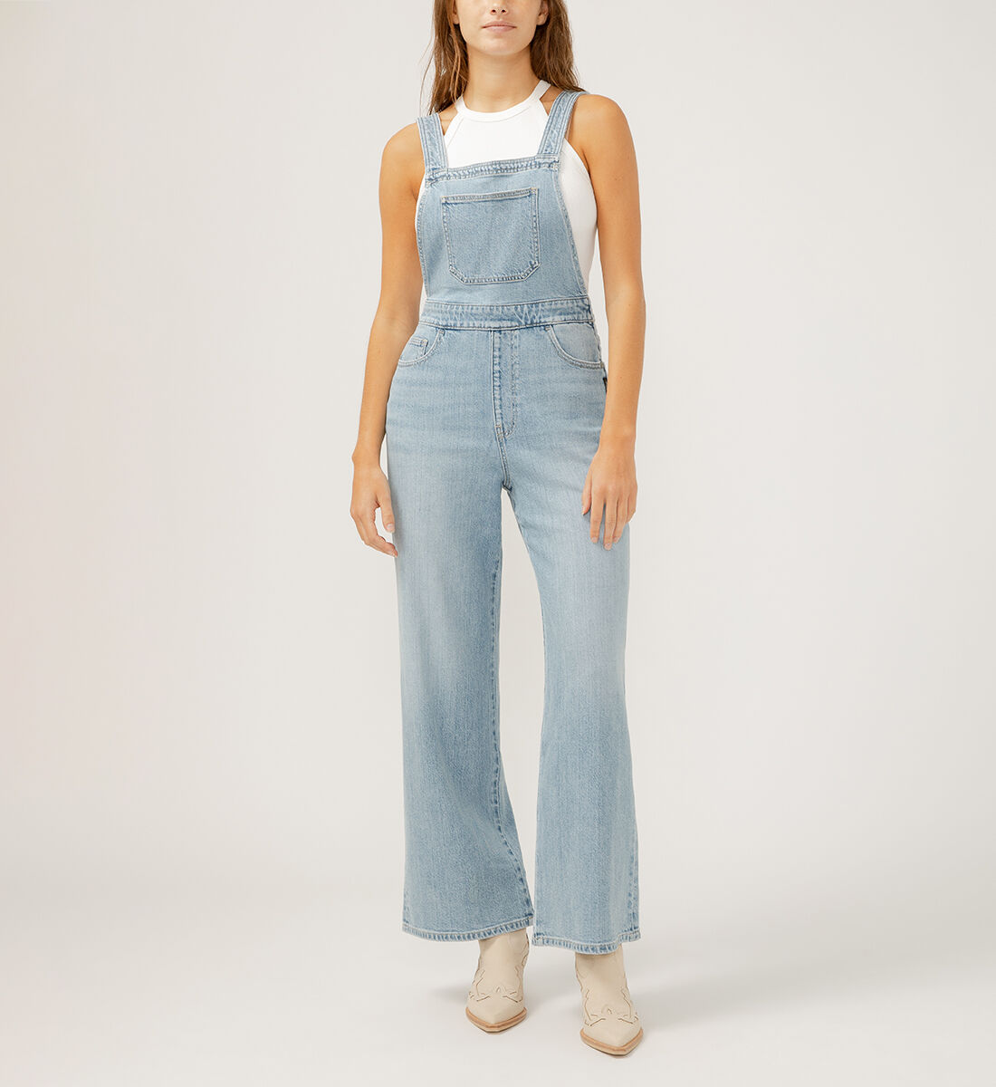 【Anyone more】Mirror Gray Blue Wide Pants Buy Wide Leg Overall Jeans for USD 98.00 | Silver Jeans US New