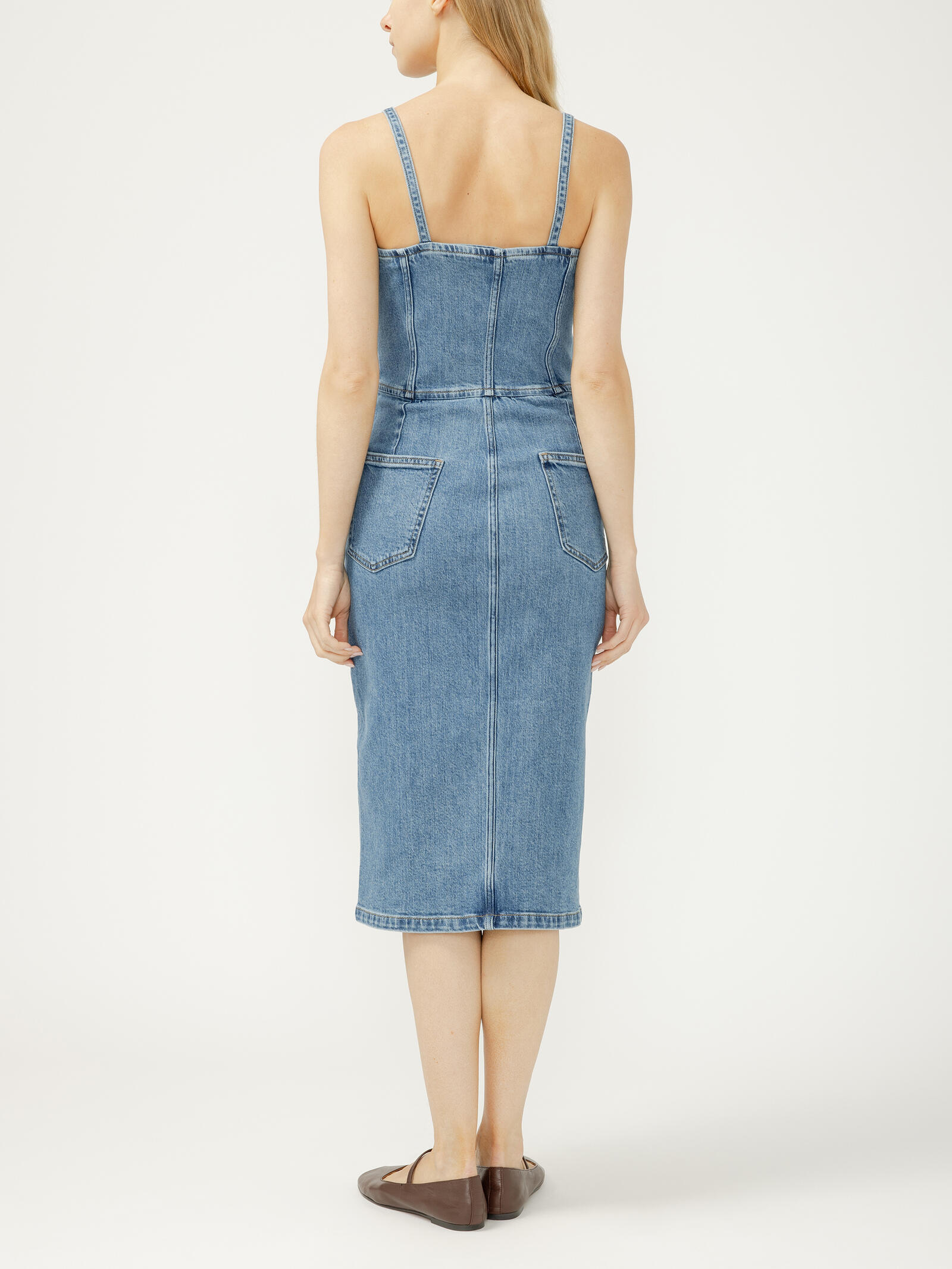 Women's Button-Front Denim Midi Dress (Cocoa) Size S by Silver Jeans