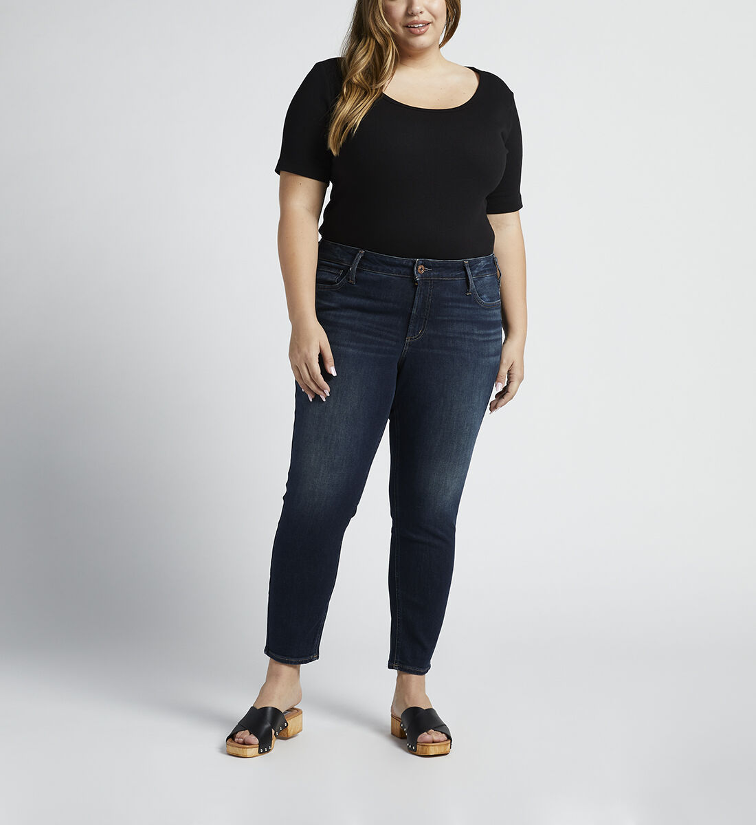 Elyse Mid Rise Skinny Crop Jeans Plus Size Front