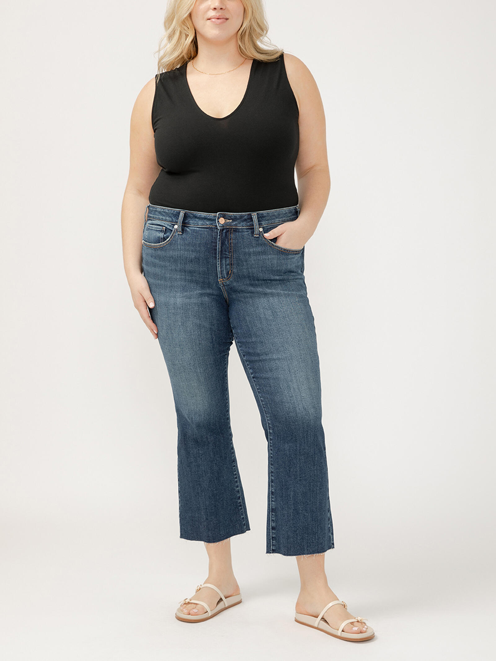 Buy Suki Mid Rise Kick Flare Jeans Plus Size for USD 78.00 | Silver ...