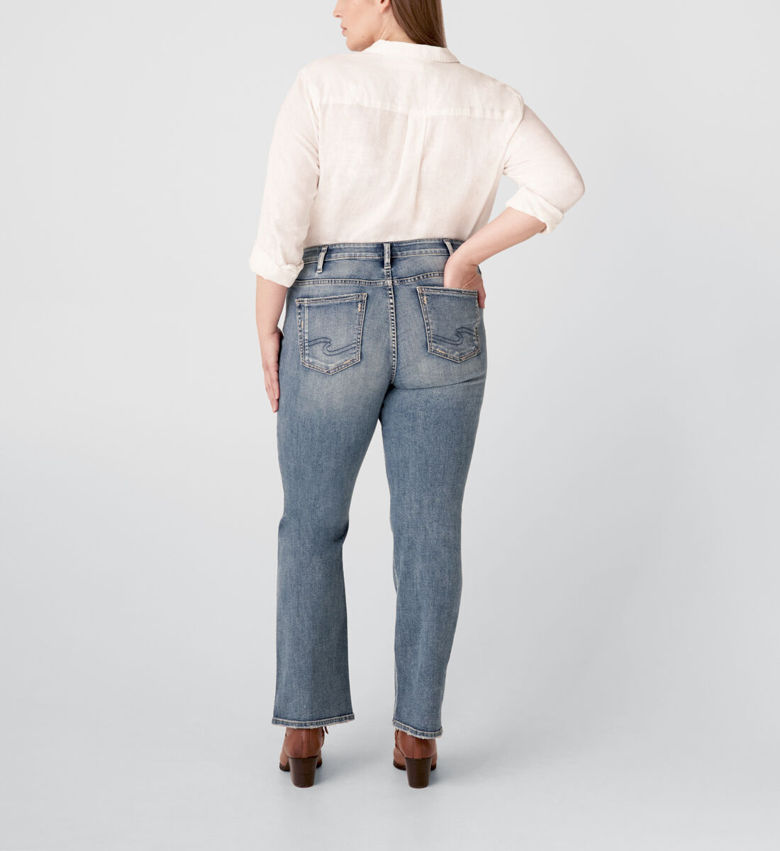 Buy Elyse Mid Rise Slim Bootcut Jeans Plus Size for USD 89.00 | Silver  Jeans US New