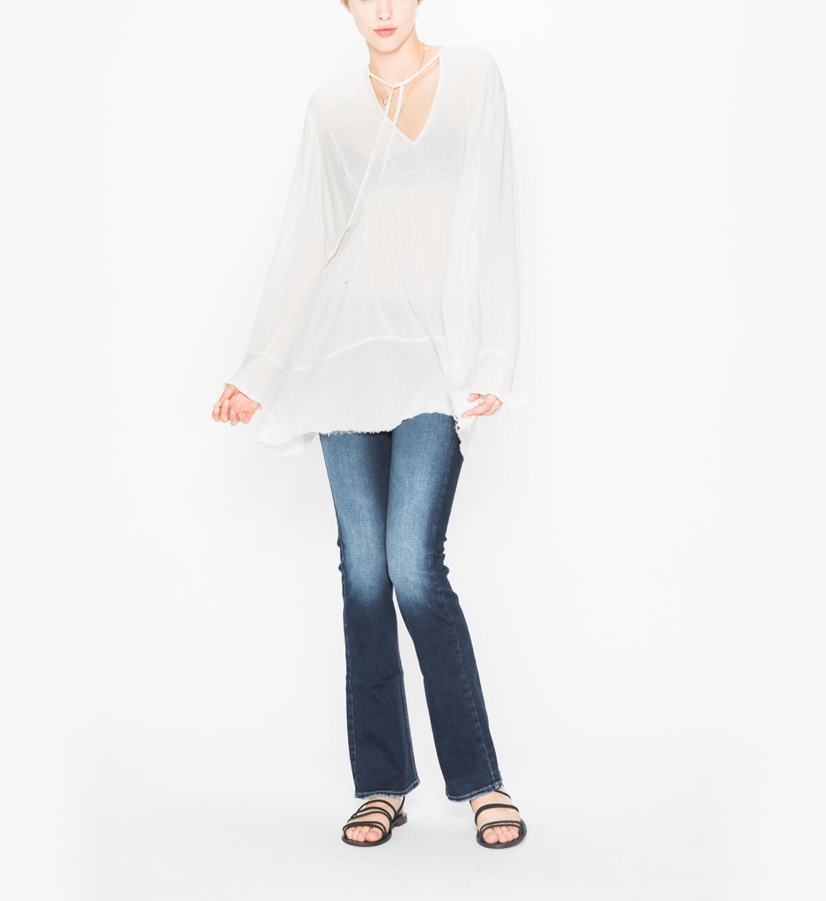 Sophia  - Flowy Tunic Peasant Top, , hi-res image number 0