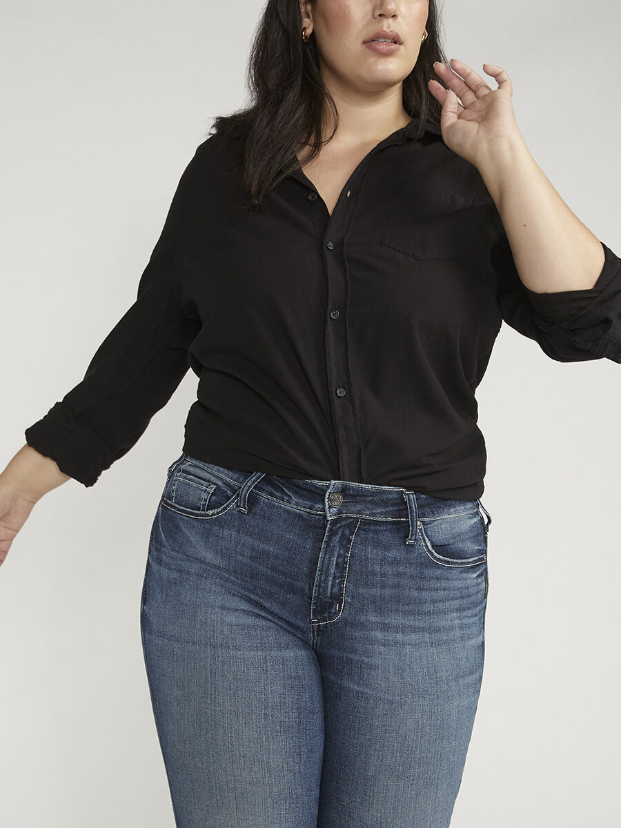 Buy Suki Mid Rise Slim Bootcut Jeans Plus Size for USD 88.00