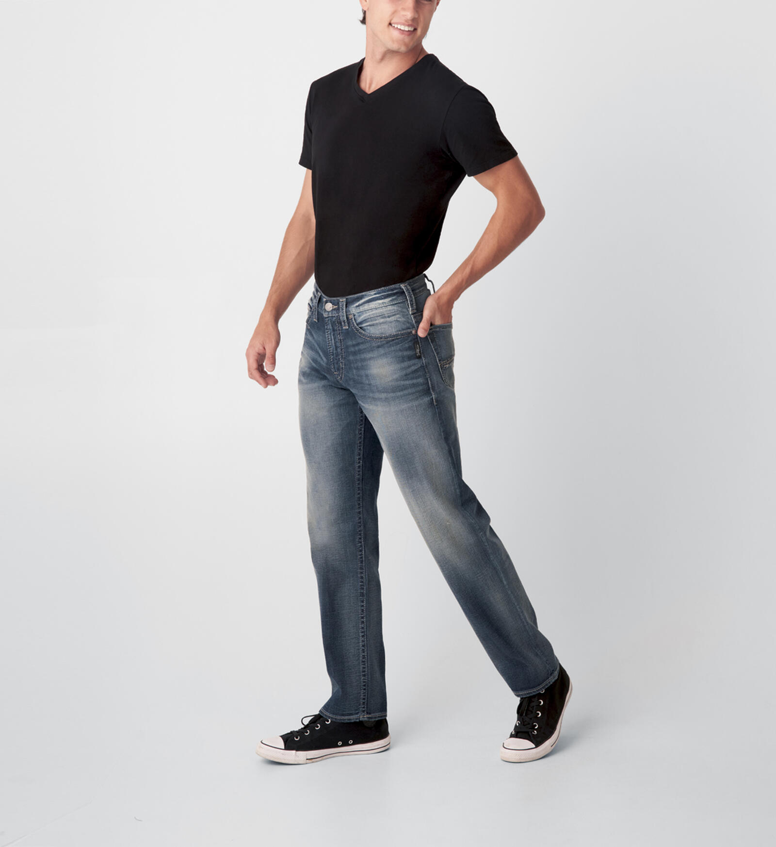 Buy Hunter Athletic Fit Tapered Leg Jeans for USD 53.00 Silver Jeans