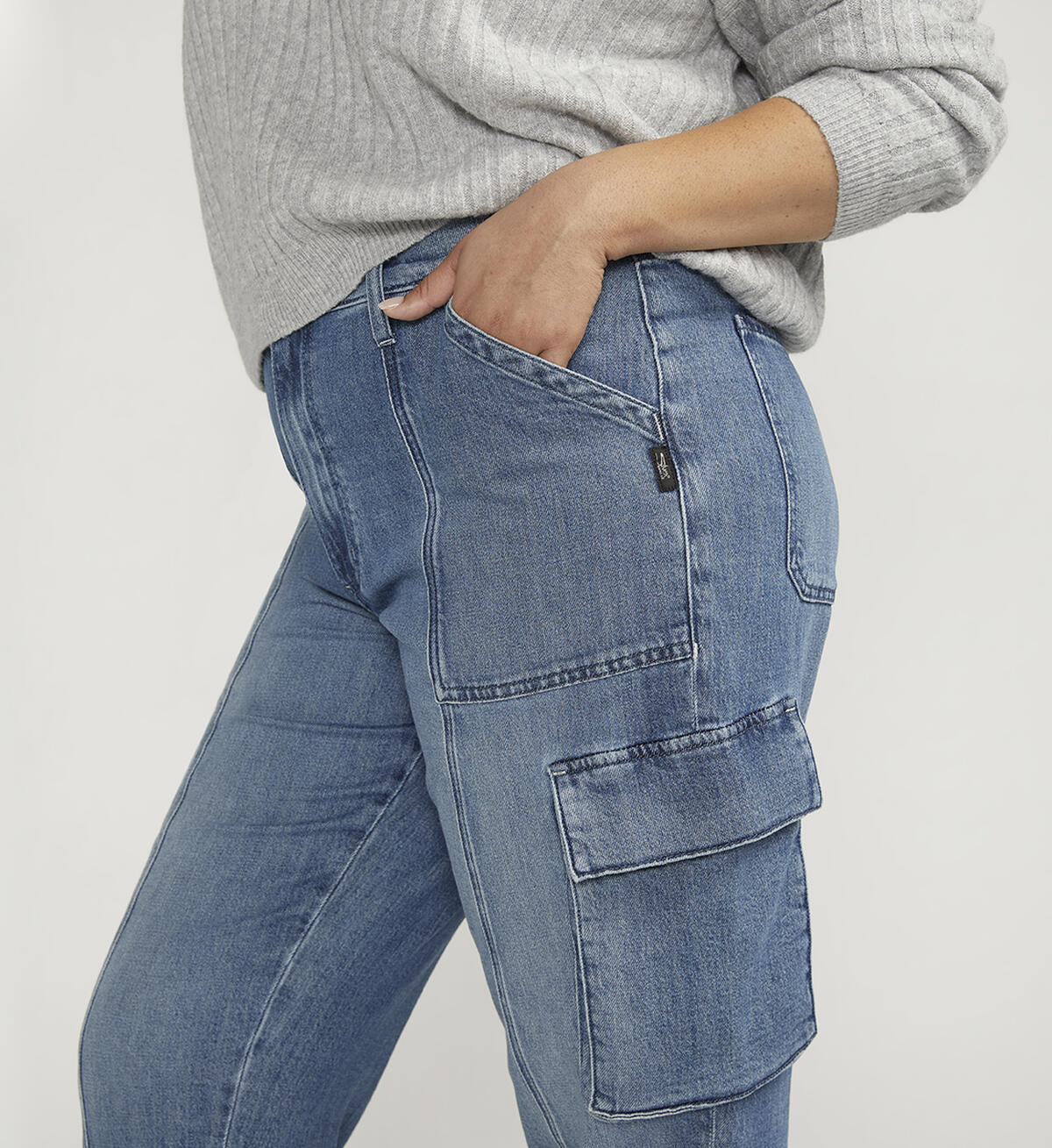 Denim High Rise Cargo Pants, , hi-res image number 3
