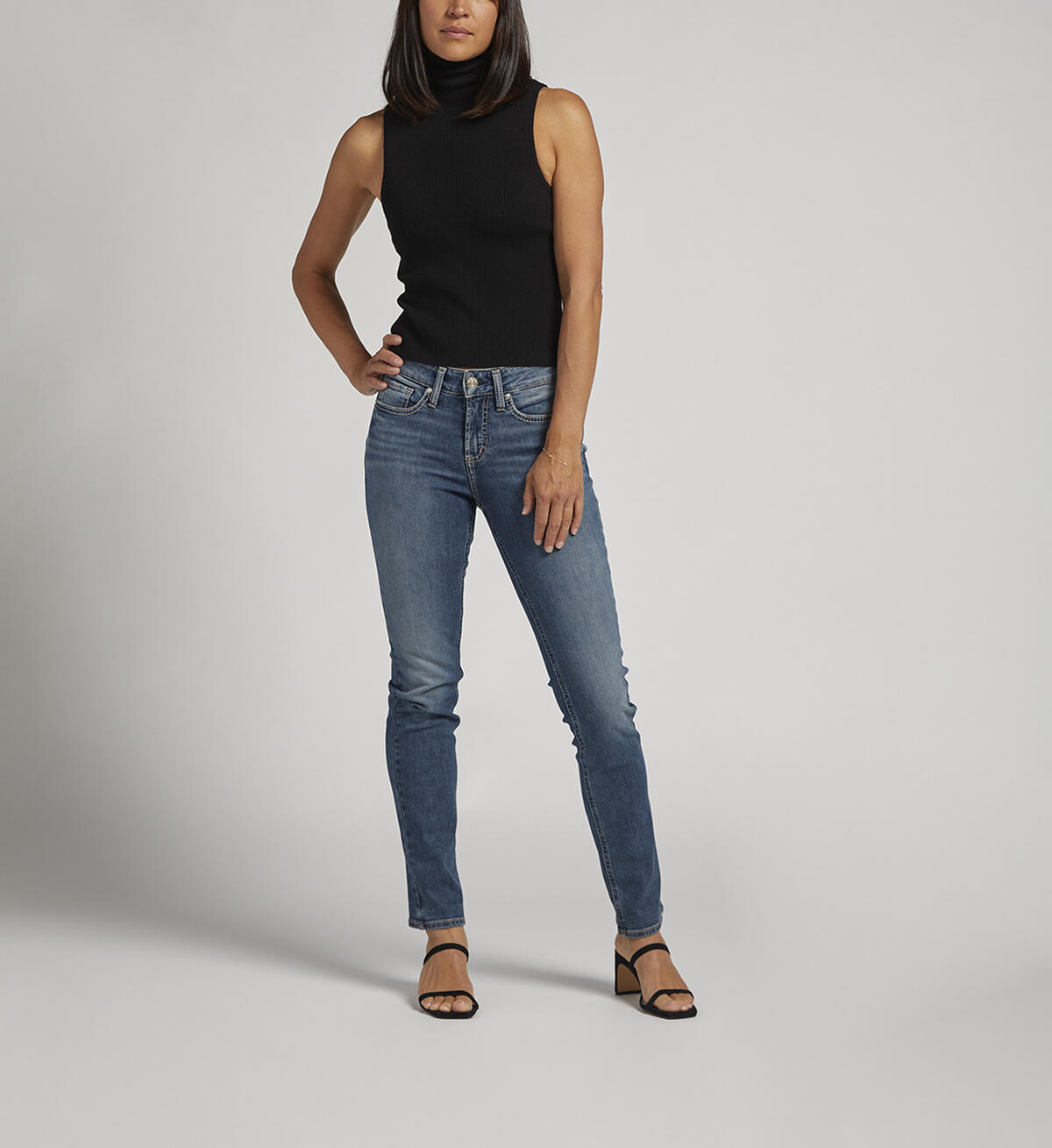 Suki Mid Rise Straight Leg Jeans, Indigo, hi-res image number 0