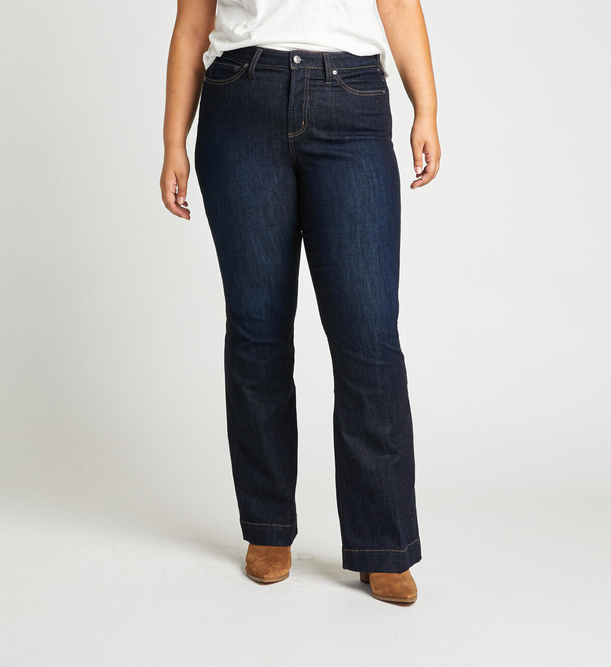 Buy High Note High Rise Trouser Plus Size Jeans for USD 89.00 Silver