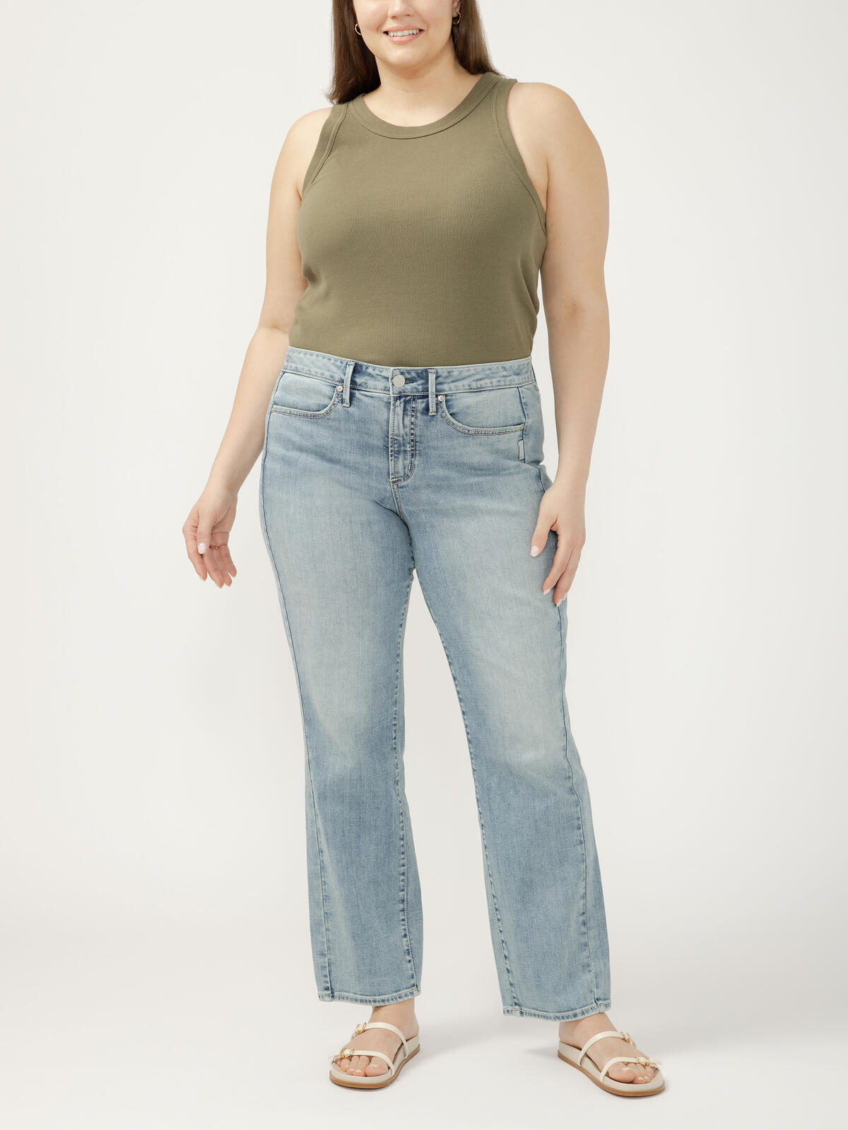 Suki Mid Rise Classic Straight Luxe Stretch Jeans Plus Size image number 0