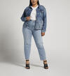 Denim Trucker Jacket Plus Size, Indigo, hi-res image number 0