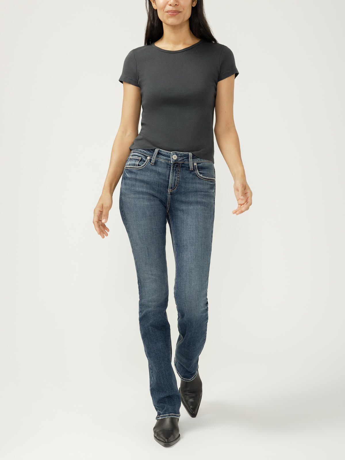 Elyse Mid Rise Slim Bootcut Jeans, , hi-res image number 0