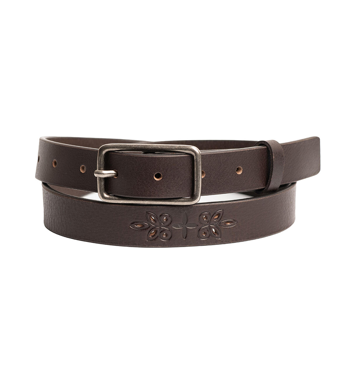 Women's 25mm Genuine Leather Belt, Dark Brown, hi-res image number 0