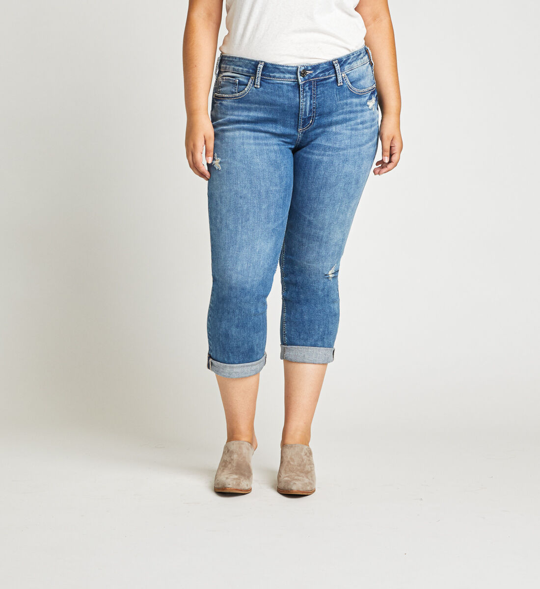 silver capris plus size