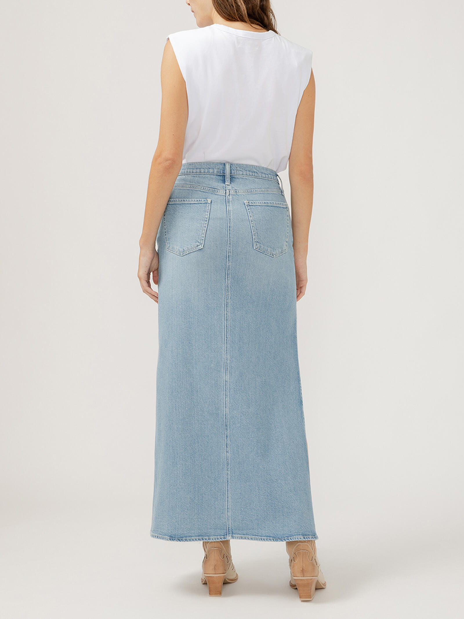 Buy Side Slit Denim Maxi Skirt for USD 29.00 | Silver Jeans
