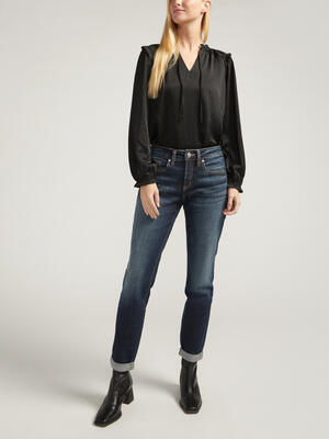 Boyfriend Mid Rise Slim Leg Luxe Stretch Jeans