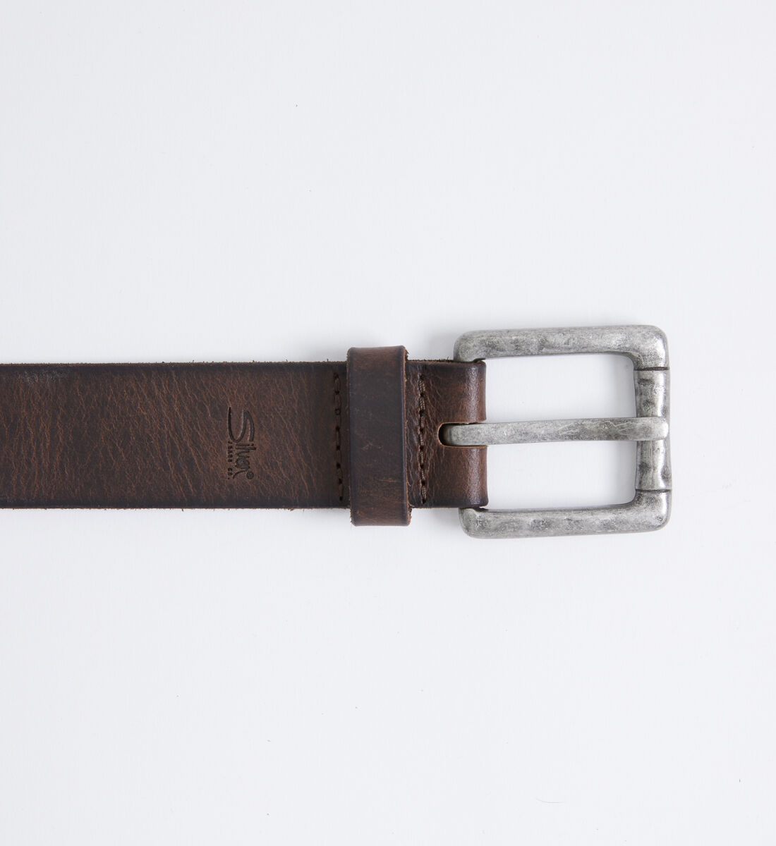 Stitched Leather Mens Belt Front