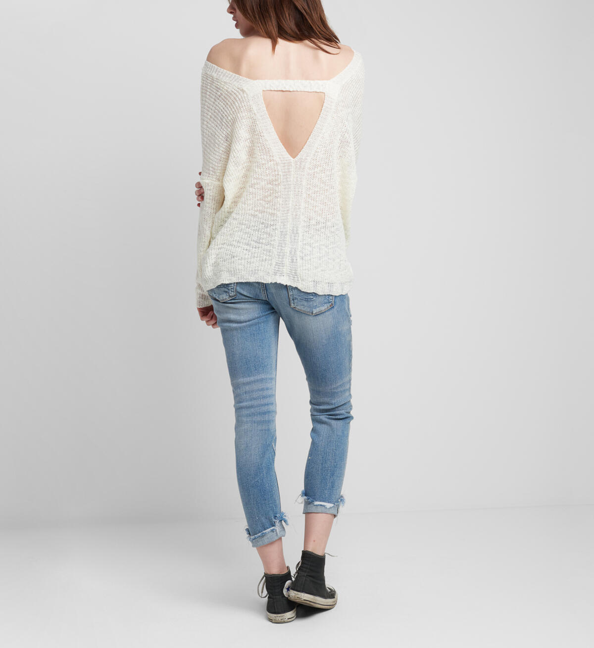 Slub Sweater With V Back, , hi-res image number 1