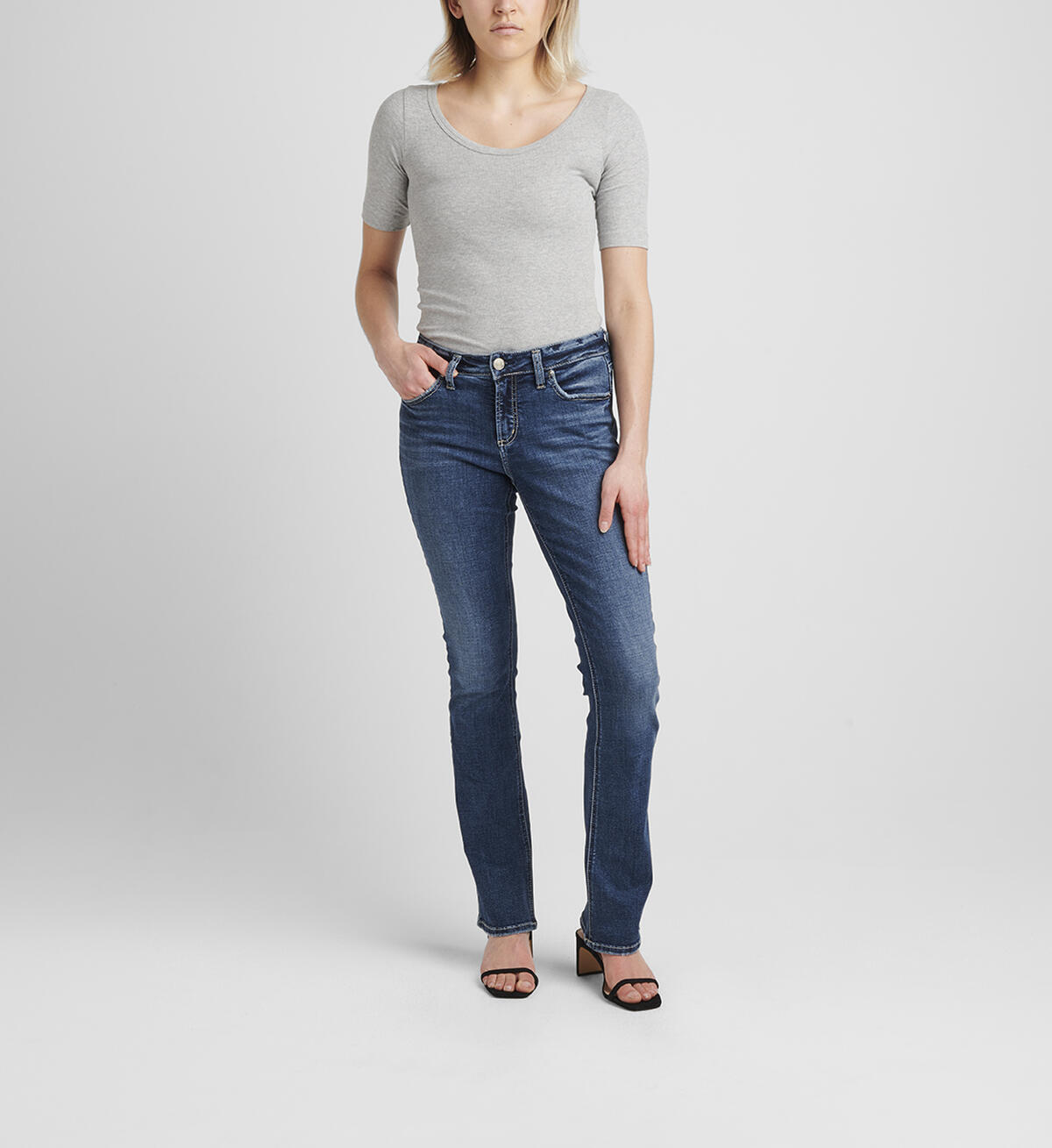 Elyse Mid Rise Slim Bootcut Jeans, , hi-res image number 0