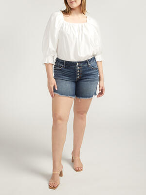 Boyfriend Mid Rise Luxe Stretch Shorts Plus Size