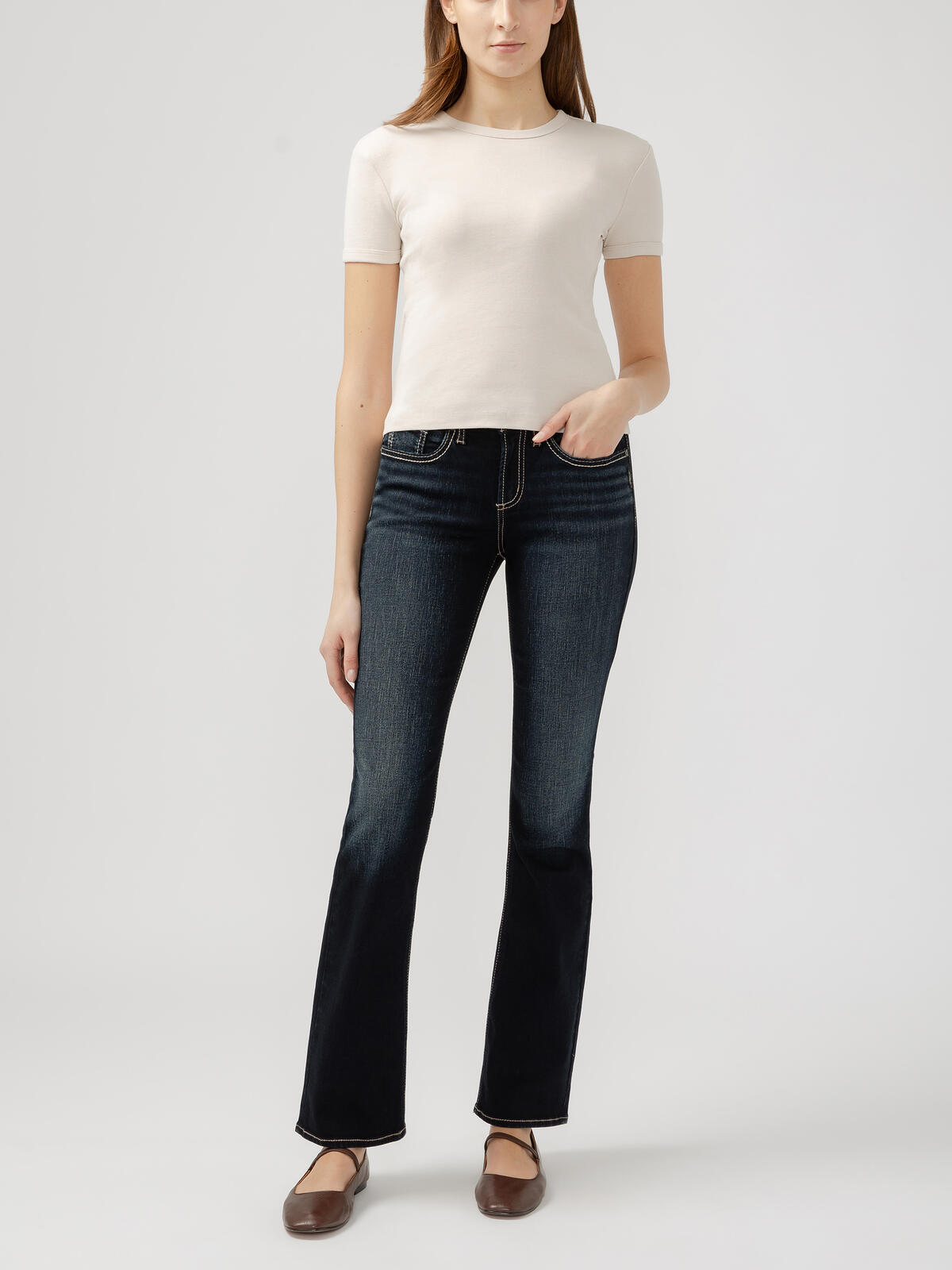 Suki Mid Rise Slim Bootcut Jeans image number 0