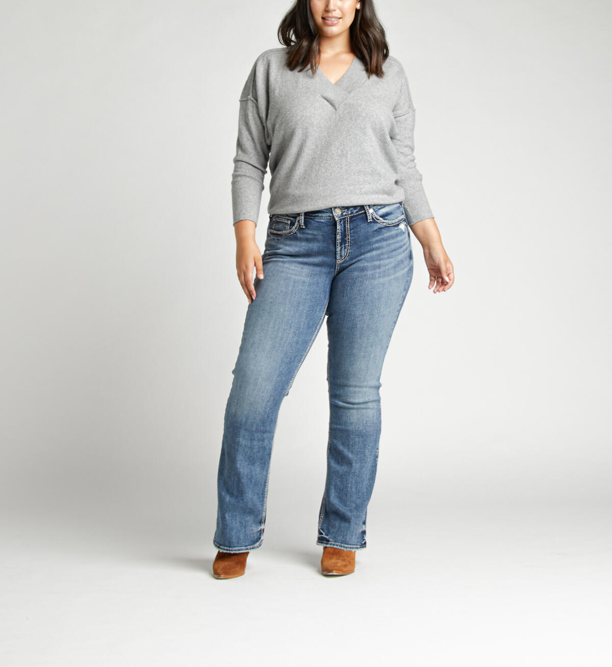Elyse Mid Rise Bootcut Plus Size Jeans, , hi-res image number 3