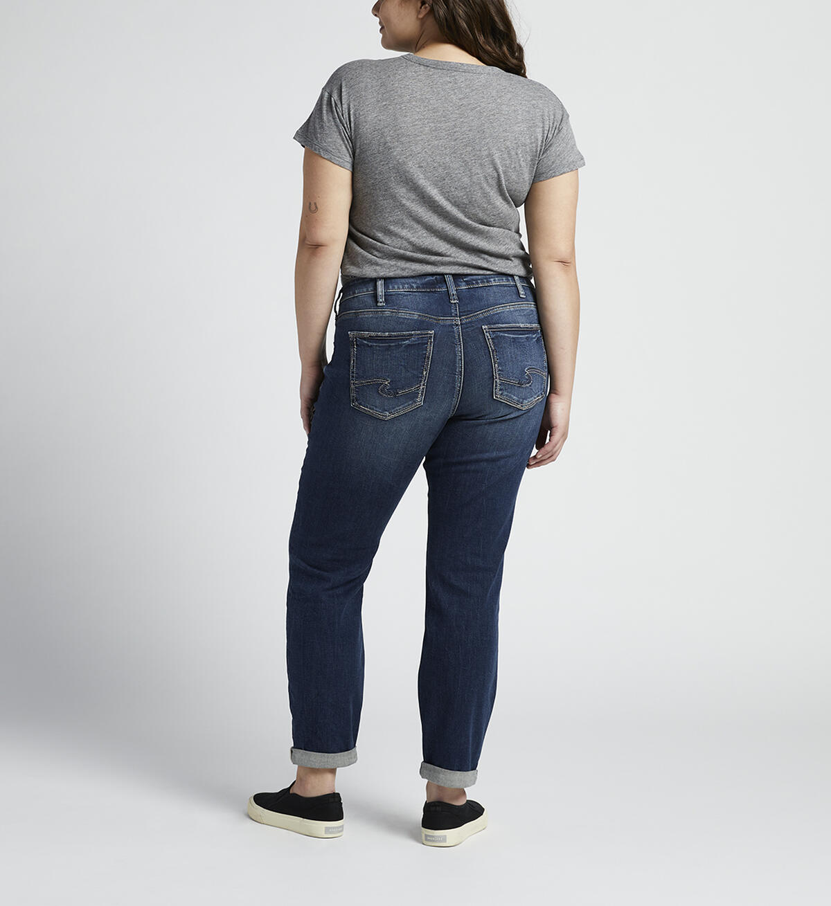 Boyfriend Mid Rise Slim Leg Jeans Plus Size, , hi-res image number 1