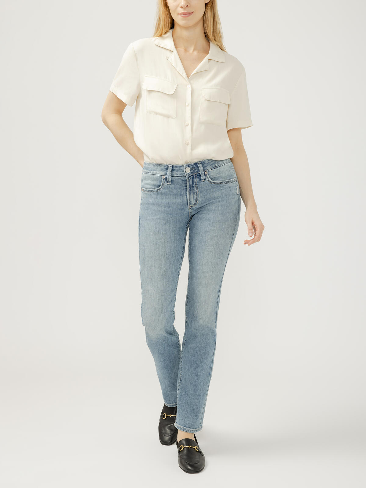 Suki Mid Rise Classic Straight Luxe Stretch Jeans image number 0