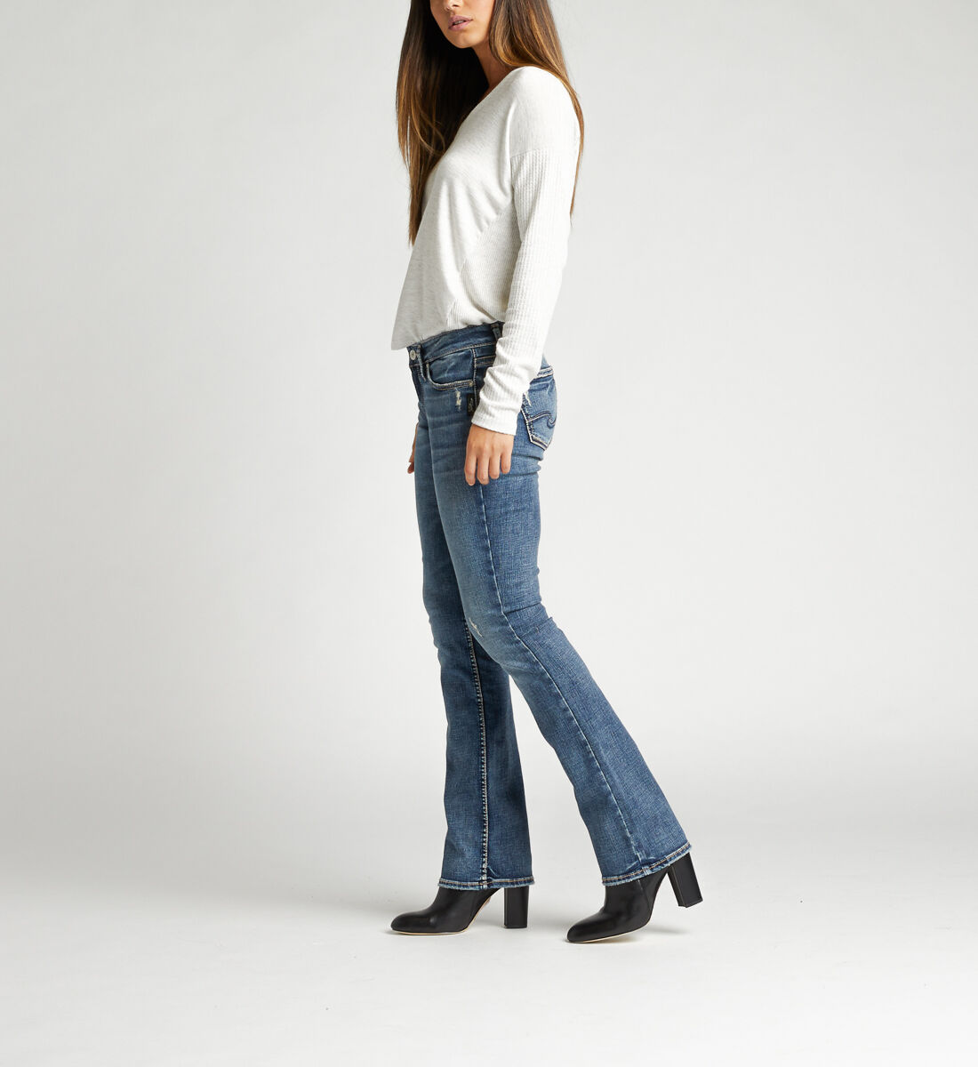 Elyse Mid Rise Slim Bootcut Jeans Side