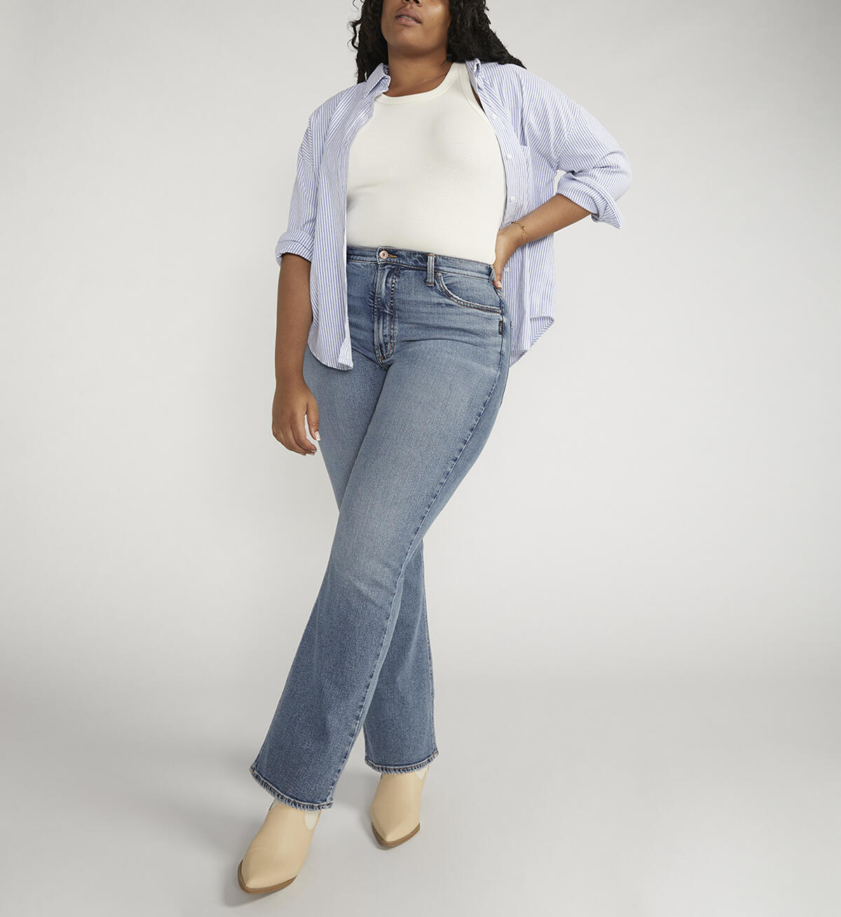 90s Vintage High Rise Bootcut Jeans Plus Size, , hi-res image number 4