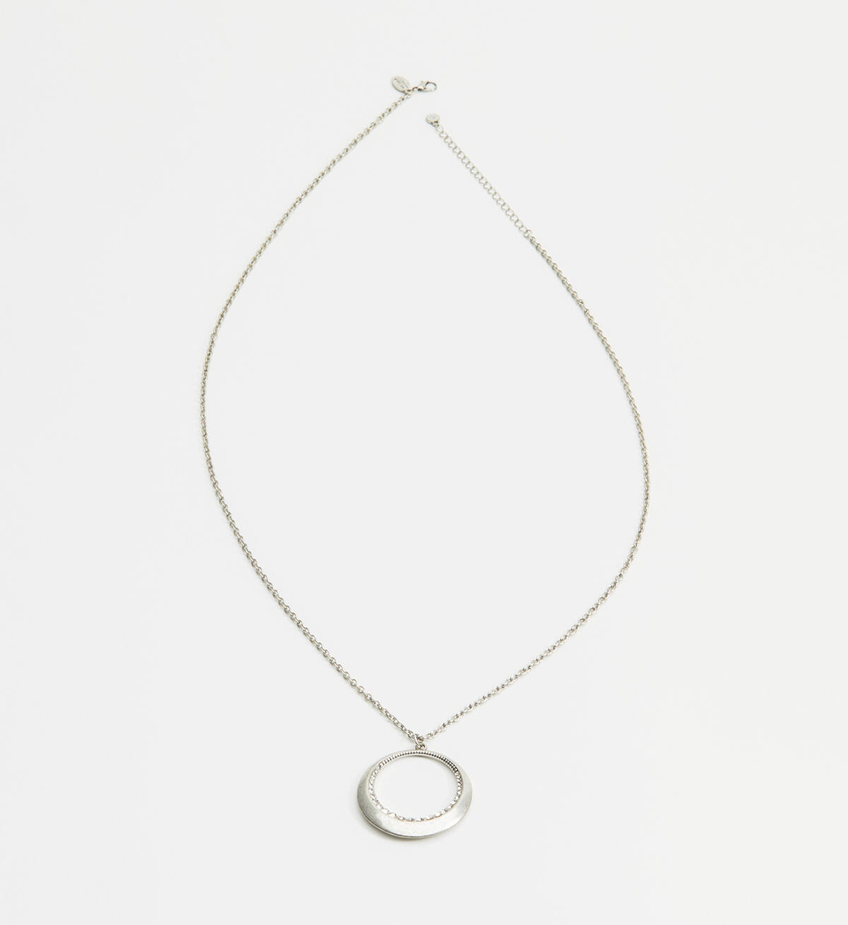 Long Ring Pendant Necklace, Silver, hi-res image number 0