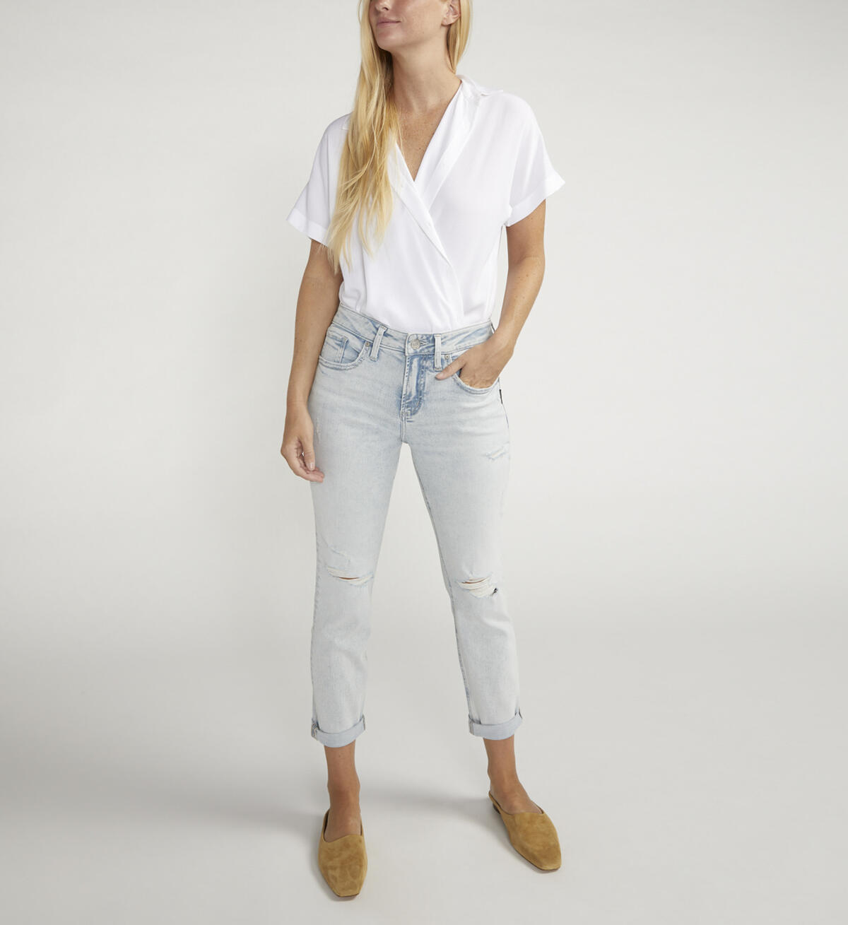 Boyfriend Mid Rise Slim Leg Jeans, , hi-res image number 0