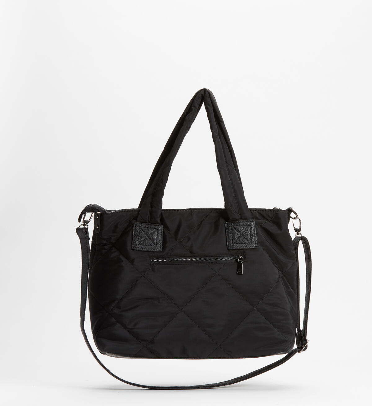Quilted Nylon Tote, Black, hi-res image number 1