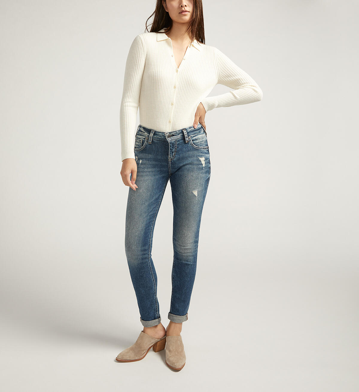 Buy Girlfriend Mid Rise Skinny Leg Jeans for USD 94.00 | Silver Jeans ...