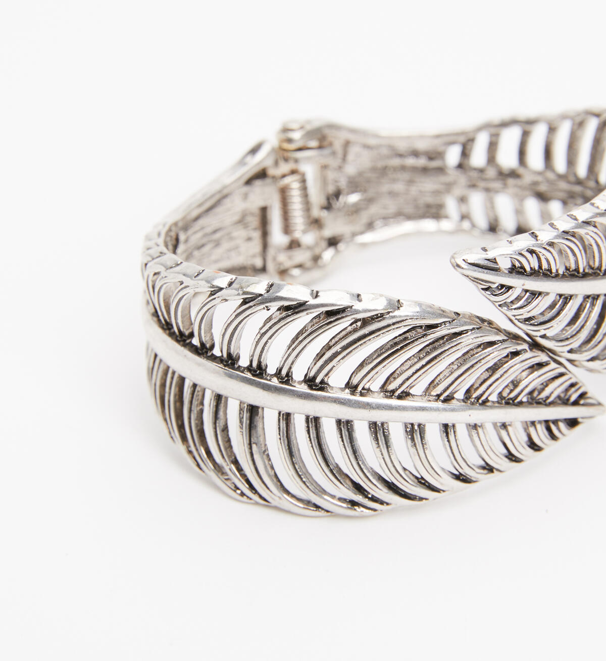 Silver-Tone Feather Cuff Bracelet, , hi-res image number 1