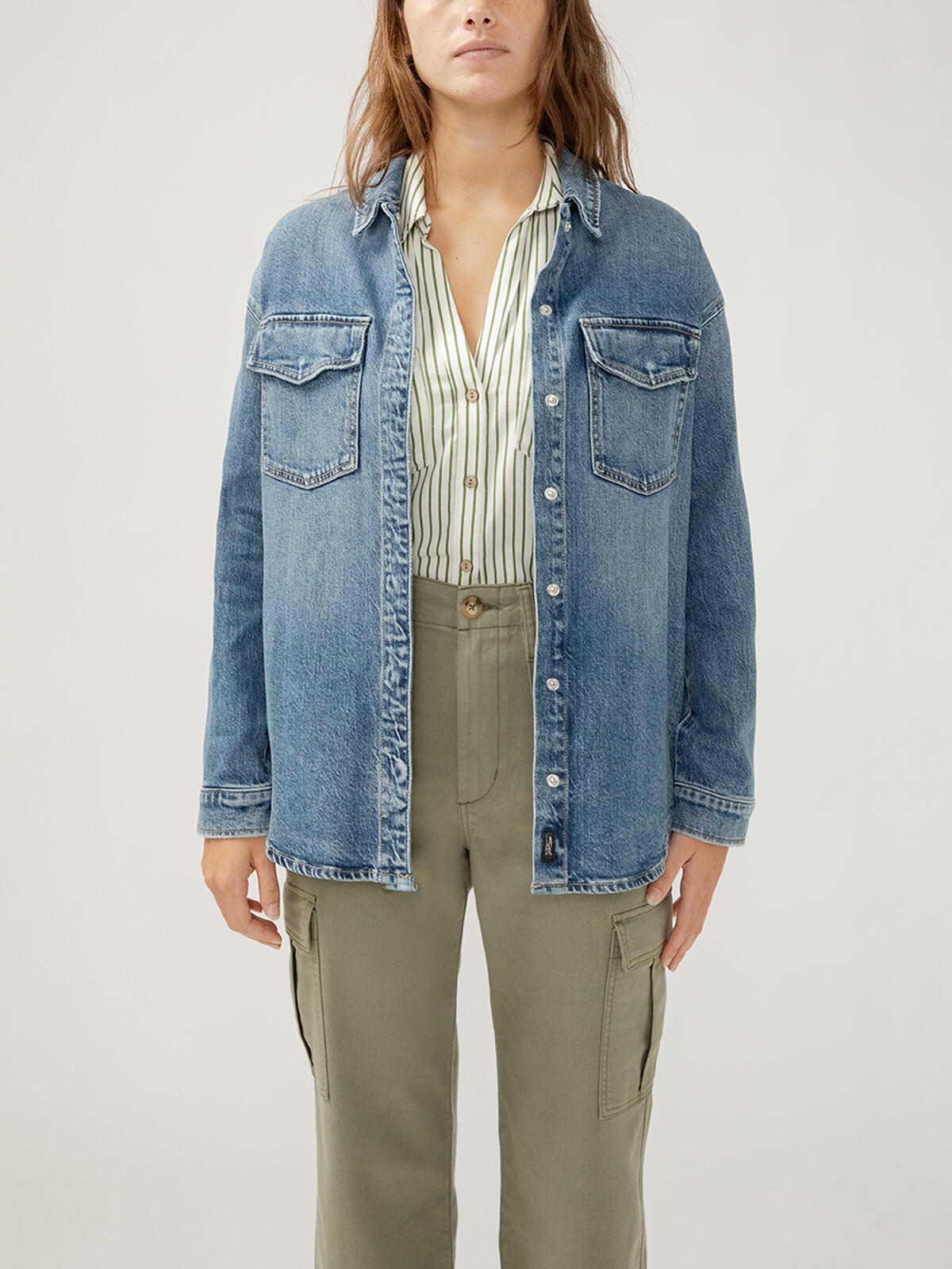 Women's Denim Shirt Jacket, , hi-res image number 0